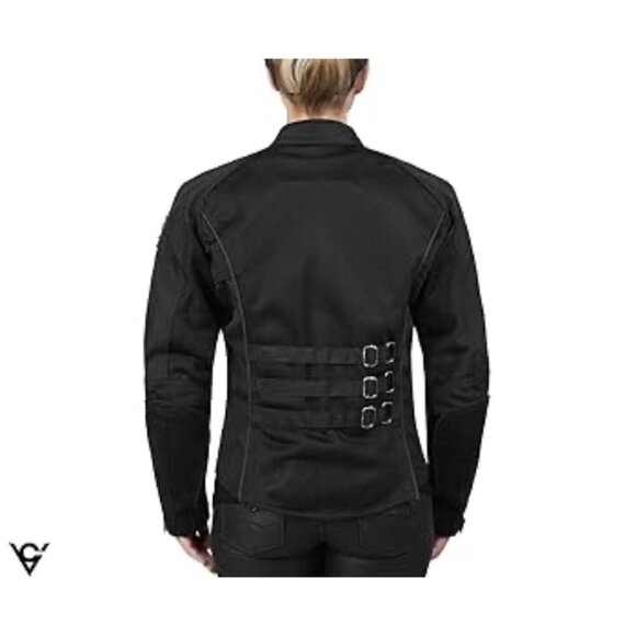 Viking Cycle Ironborn Armored Motorcycle Riding Biker Black Jacket for Women - Picture 2 of 13